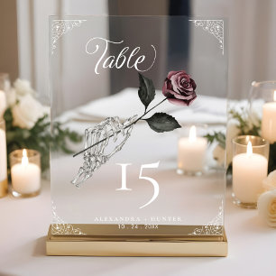Love Skeleton Hand Rose Halloween Gothic Wedding Acrylic Sign