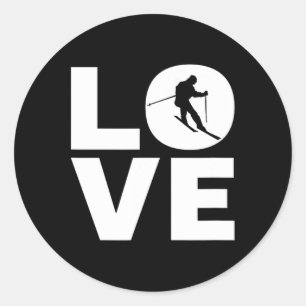 Love Skiing Gift For Skiers Classic Round Sticker