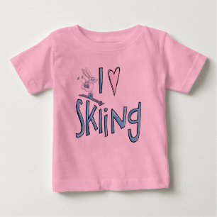 Love skiing kids cute bunny skier tshirt