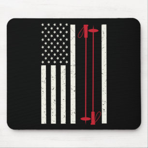 Love Skiing Us Flag - Great Snow Lovers Gift Mouse Pad