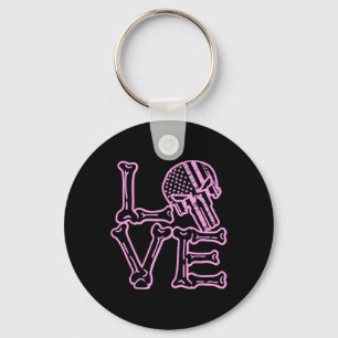 Love Skull Bones Valentine Graphic For Couples Key Ring