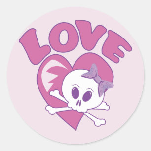 Love Skull Classic Round Sticker