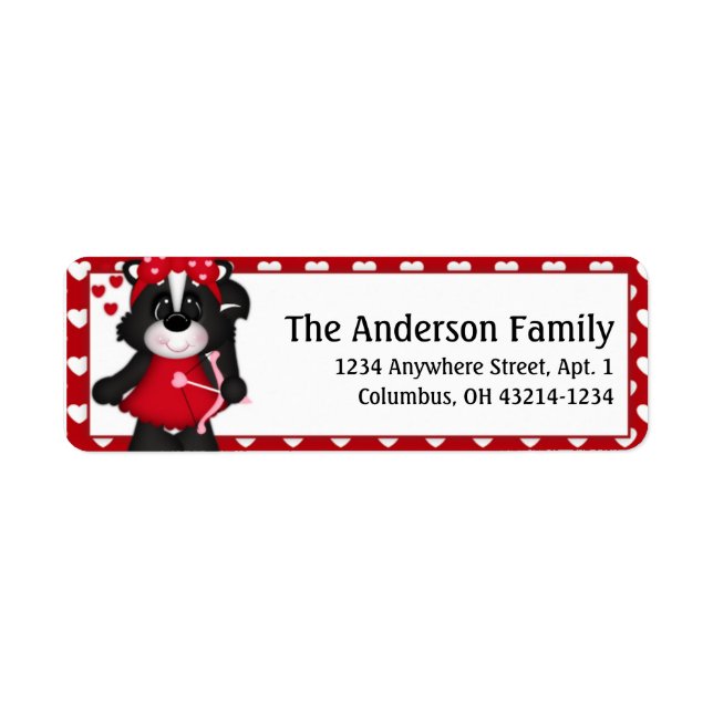 Love Skunk Valentine's Day Address Labels d3 (Front)