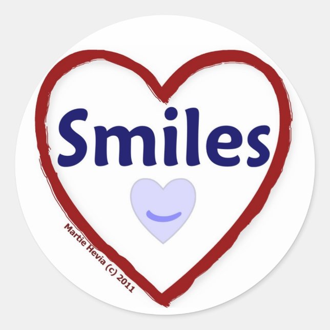 Love Smiles Classic Round Sticker (Front)