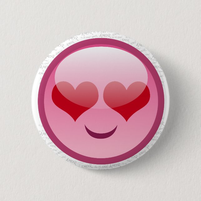 LOVE SMILLE 6 CM ROUND BADGE (Front)