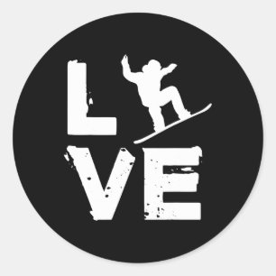 Love Snowboard Youth Freestyle Snowboarding Kids M Classic Round Sticker