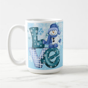 Love Snowman Mug with Snowflakes