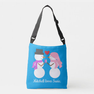 Love & Snowpeople - Blue-green: Christmas Crossbody Bag