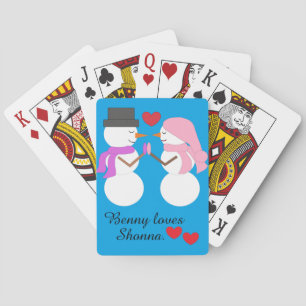 Love & Snowpeople: Blue-green Playing Cards