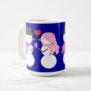 Love & Snowpeople: Dark Blue Coffee Mug