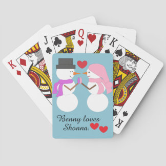 Love & Snowpeople: Ligth Blue Playing Cards