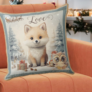 Love Snows Sweet Fox Christmas Cushion