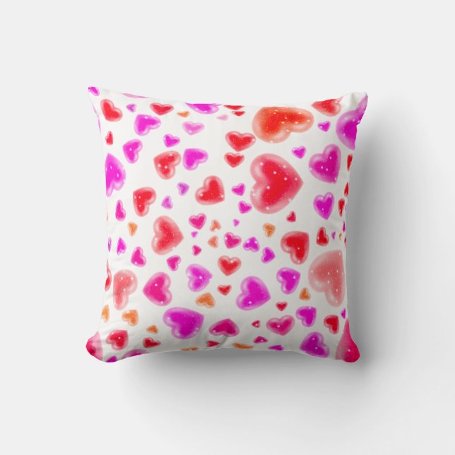 Love, so many hearts, White Cushion (Front)