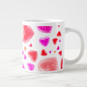 Love, so many hearts, White Large Coffee Mug