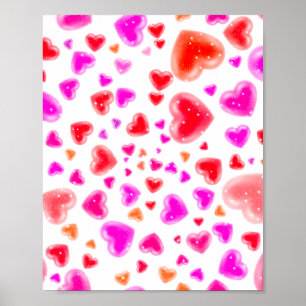 Love, so many hearts, White Poster