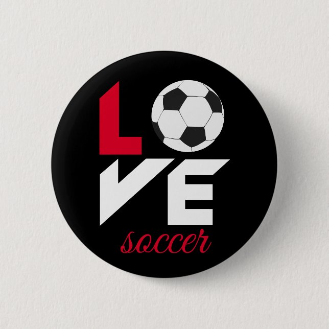 Love soccer 6 cm round badge (Front)
