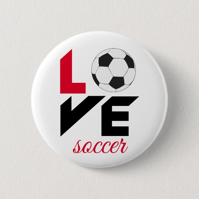Love soccer 6 cm round badge (Front)