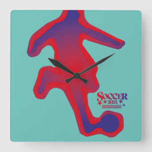 LOVE SOCCER BY MASANSER PIXELAT SQUARE WALL CLOCK
