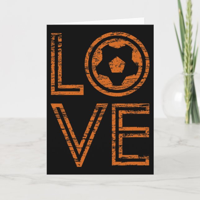 Love Soccer European Football Outline Retro Graphi Card (Front)