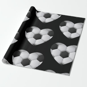 love soccer football heart sports athletic wrapping paper