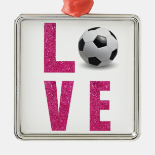 Love Soccer Metal Ornament