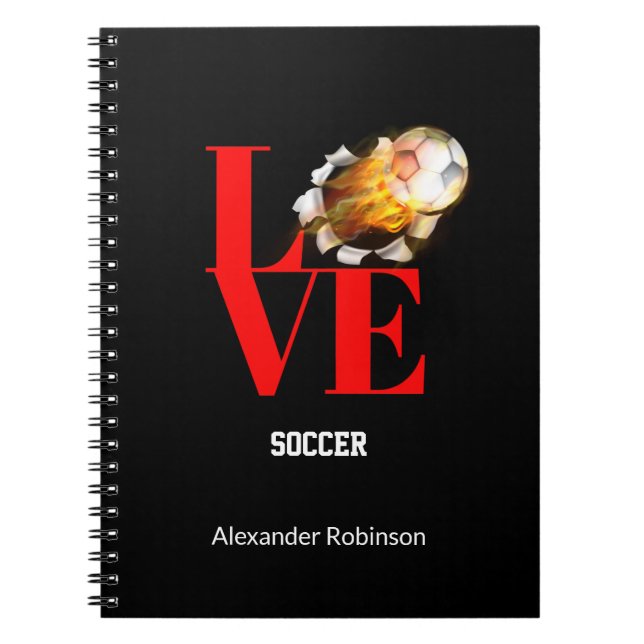 Love Soccer Personalised Sports  Notebook (Front)