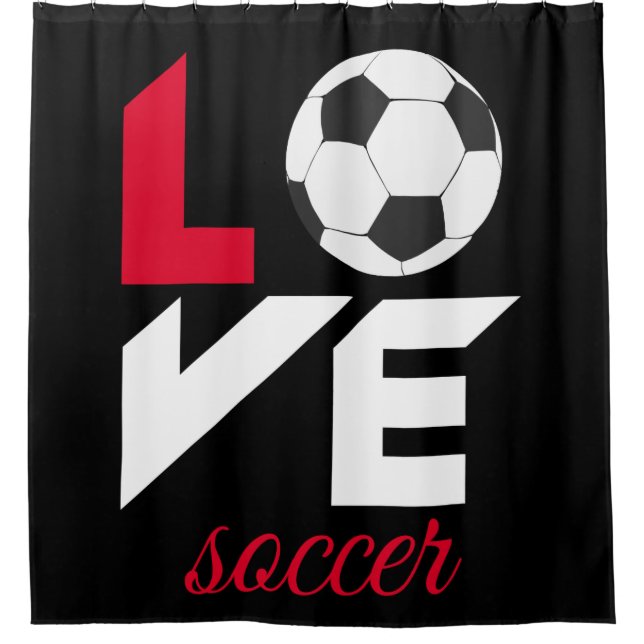 Love soccer shower curtain (Front)