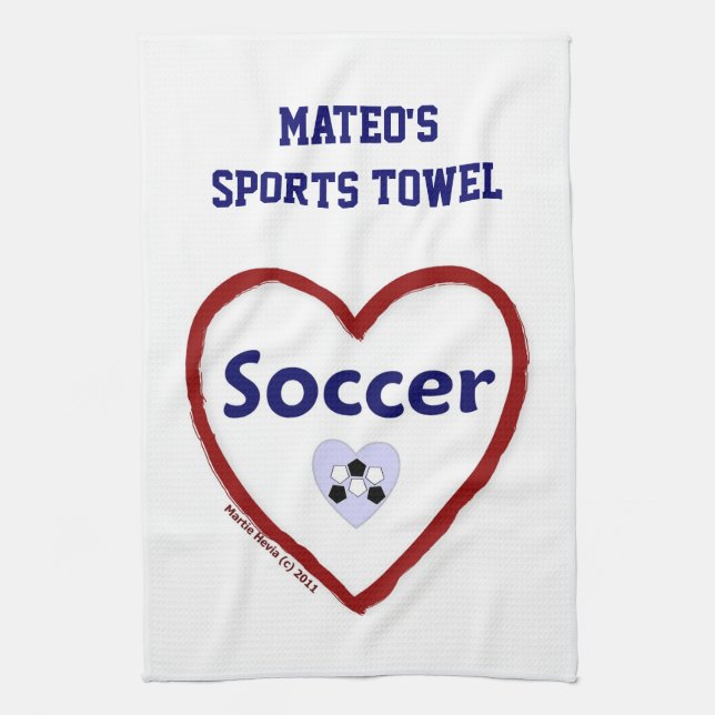 Love Soccer - Sports Towel (Personalise) (Vertical)