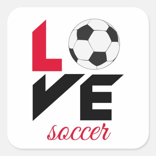 Love soccer square sticker (Front)