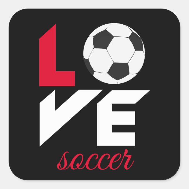 Love soccer square sticker (Front)
