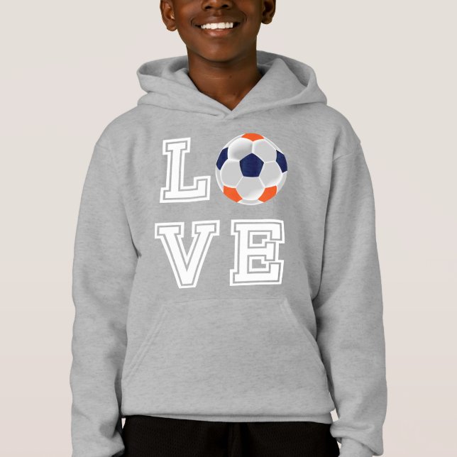 Love Soccer - White Letters - Navy and Orange (Front)