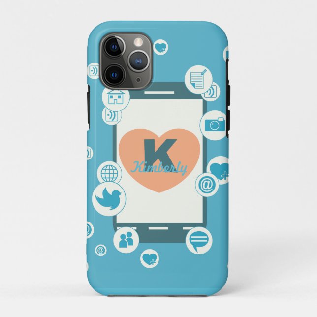 Love Social Media Custom Monogram Phone Case (Back)