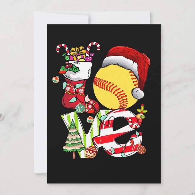 Love Softball Christmas Santa Hat Teen Girls Women Invitation (Front)