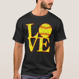 Love Softball Distressed Digital Art T-Shirt