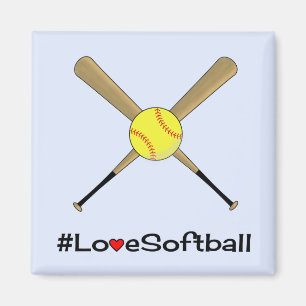 Love softball hashtag slogan sports blue magnet