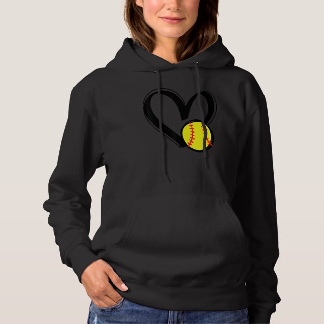 Love Softball Heart Softball Love Men Women Hoodie (Front)