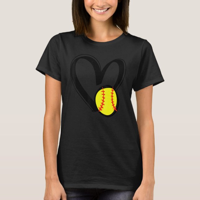 Love Softball Heart Softball Love Men Women T-Shirt (Front)