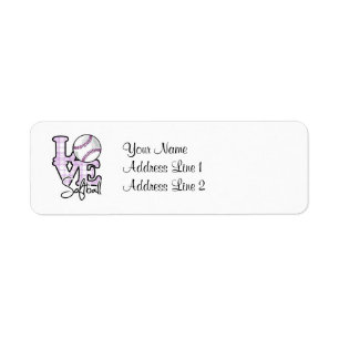 Love Softball Return Address Label