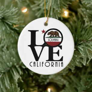 LOVE Solvang California Ceramic Ornament