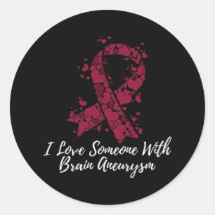 Love Someone With Brain Aneurysm Awareness Classic Round Sticker