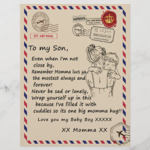 Love Son Letter To My Daughter Love You Baby Boy Custom Letterhead