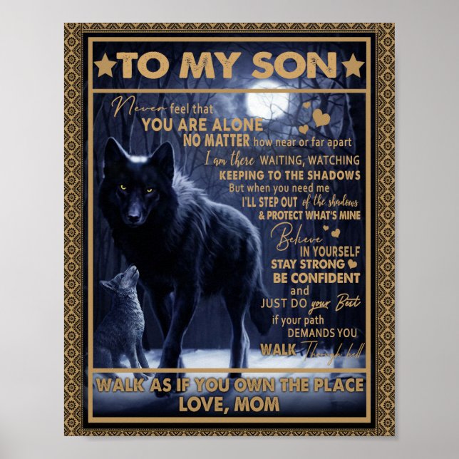 Love Son| Letter To My Son Never Feel You're Alone Poster (Front)