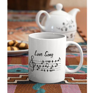 Love Song Bird Notes Black White Art Coffee Mug