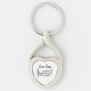 Love Song Bird Notes Black White Art Key Ring
