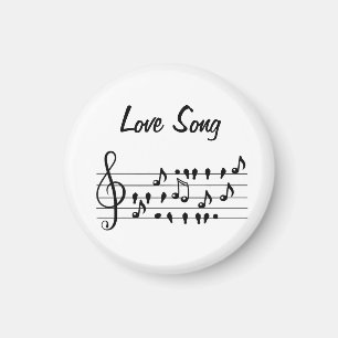 Love Song Bird Notes Black White Art Magnet
