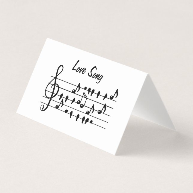 Love song, birds sitting in between musical notes (Front)