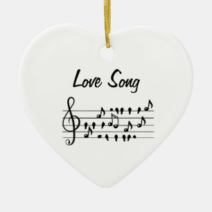 Love song, birds sitting in between musical notes ceramic ornament