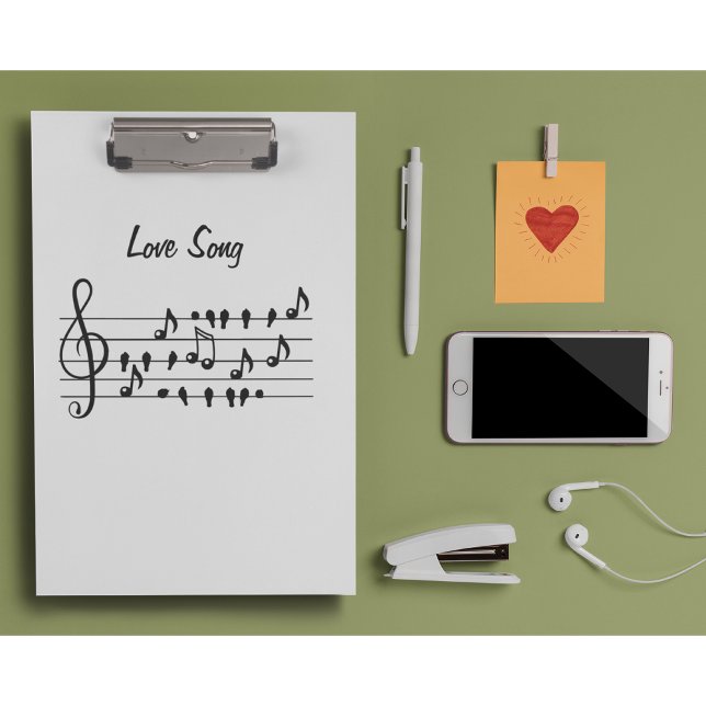 Love song, birds sitting in between musical notes  clipboard (Creator Uploaded)