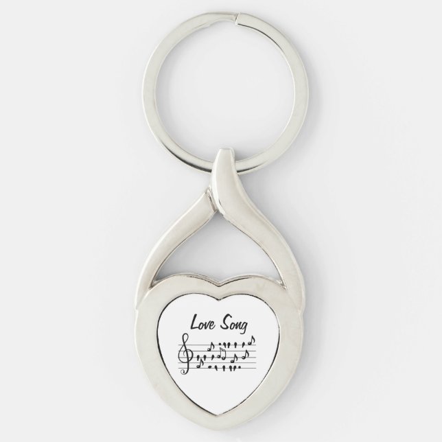 Love song, birds sitting in between musical notes  key ring (Front)