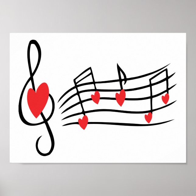 LOVE SONG MUSIC NOTES CUTE RED BLACK WHITE FRIENDS POSTER (Front)